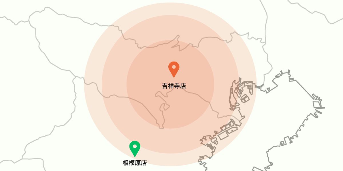 亀屋矢崎商店:配達エリア